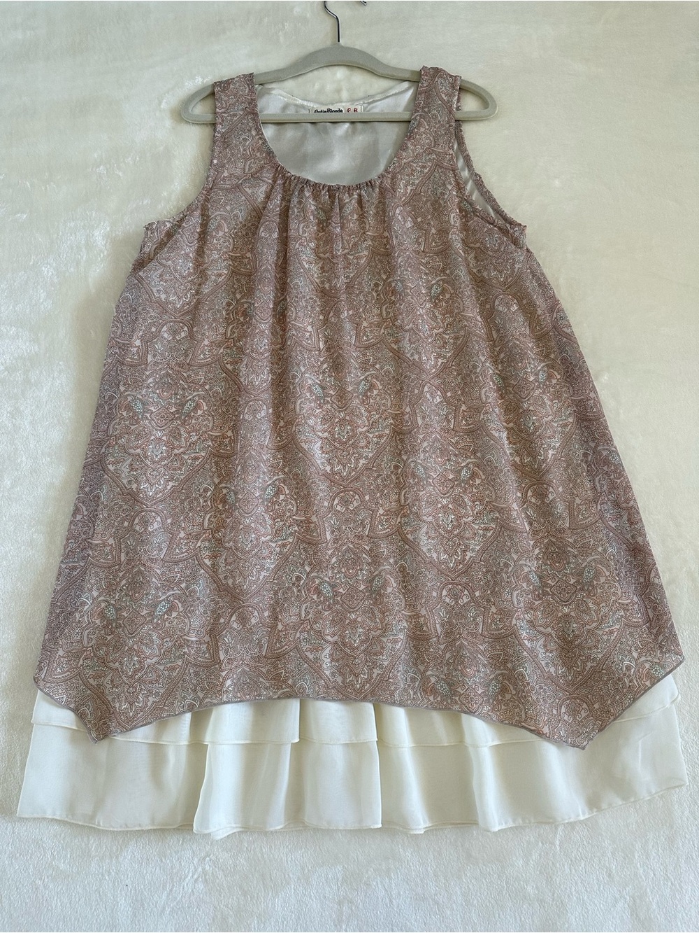 Cutie Blonde Paisley Sleeveless Mini Dress Layered Ruffle Hem